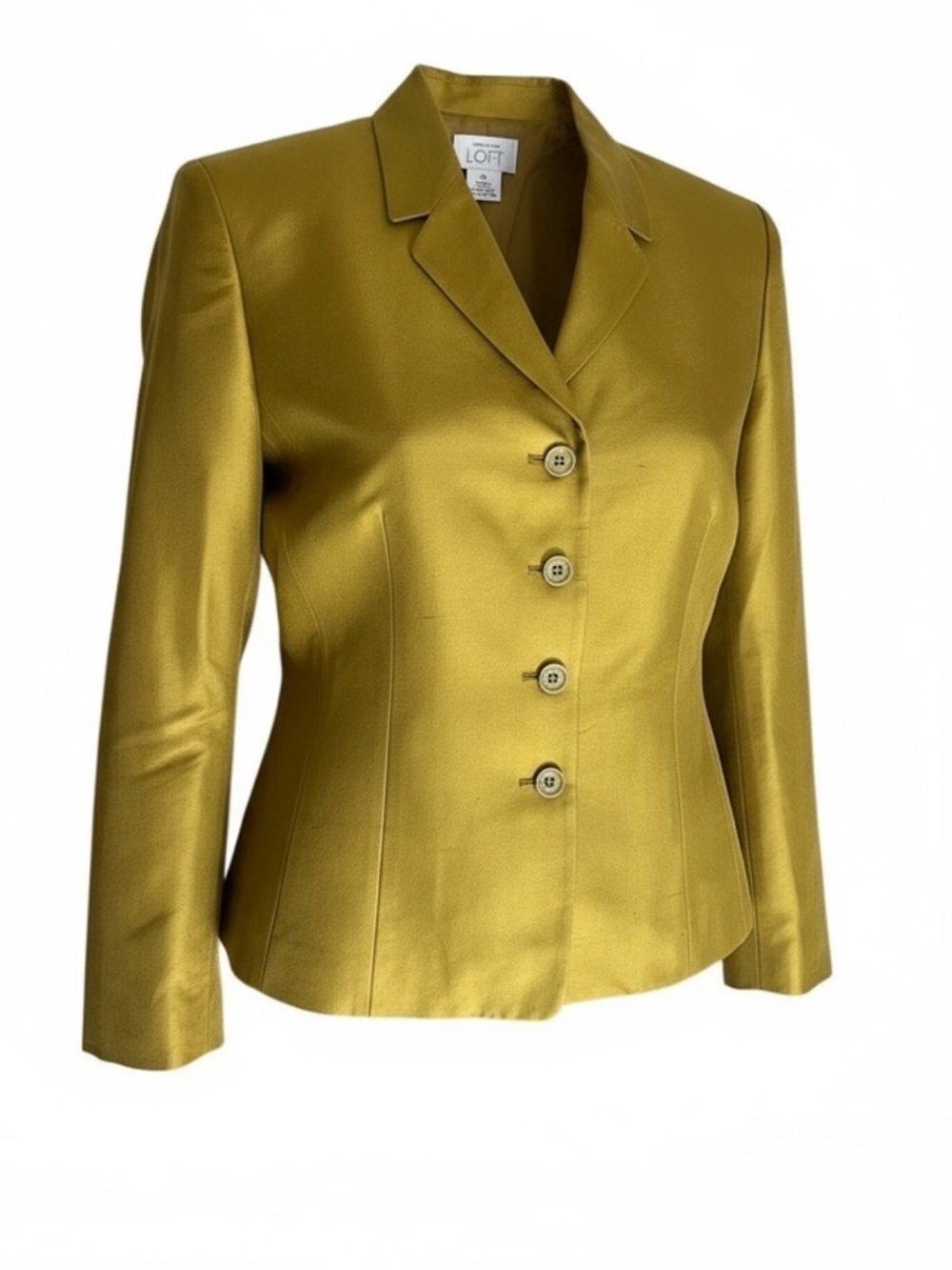 Loft Dupioni silk blazer jacket Chartreuse color Size 10